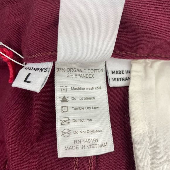 Topo Designs Womens Climb Pants Size L Organic Cotton Outdoor Hiking NWT Burgund - Picture 6 of 15